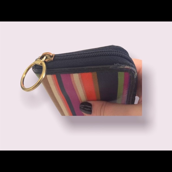 Fossil Wallet Compact Card Case Striped Y2K Free Shipping - Picture 7 of 10